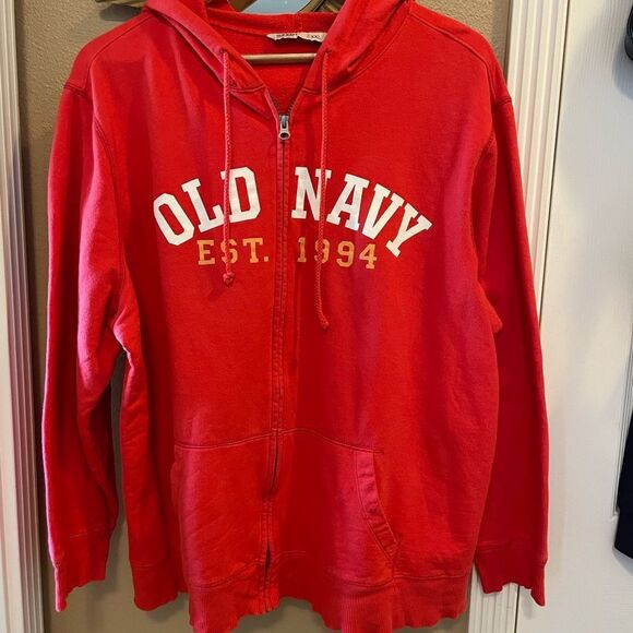 Old Navy Est 1994 Red Vintage Side Zip Up Hooded Sweatshirt XXL - Picture 1 of 12